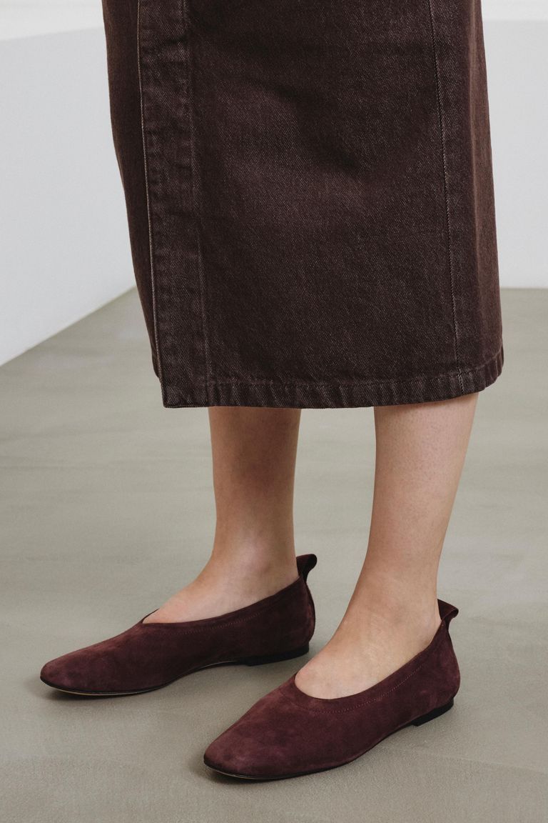 Suede Ballet Flat burgundy