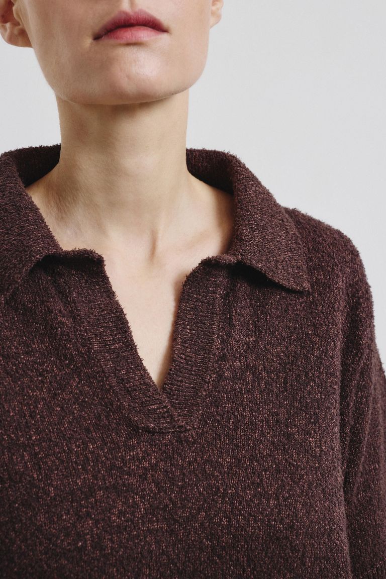 Linen and cotton knit polo