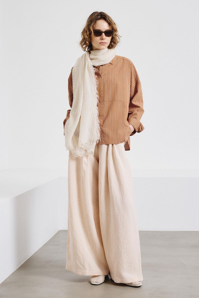 Striped technical viscose shirt