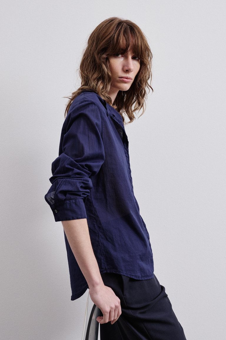 Cotton muslin shirt midnight blue