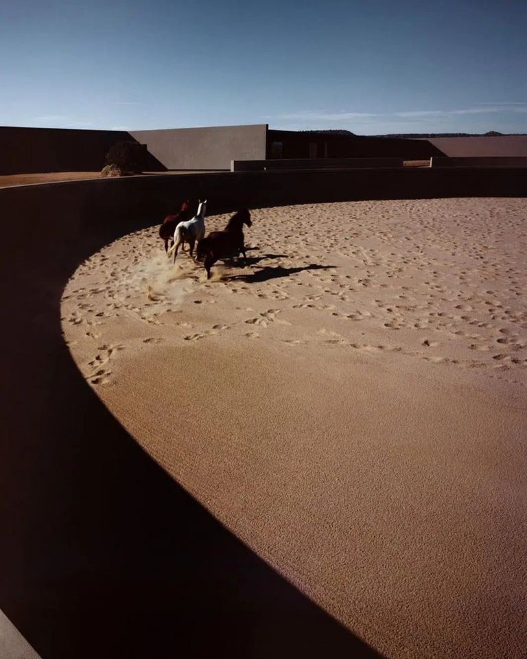 Concrete, sky, and earth merge into a single language and space becomes perception and movement becomes reflection.

Tadao Ando, Ranch in New Mexic, 2012.