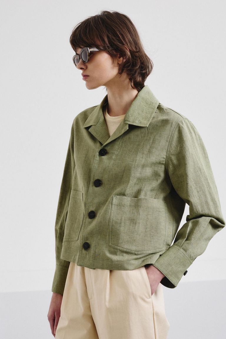 Jacket in linen and cotton panama