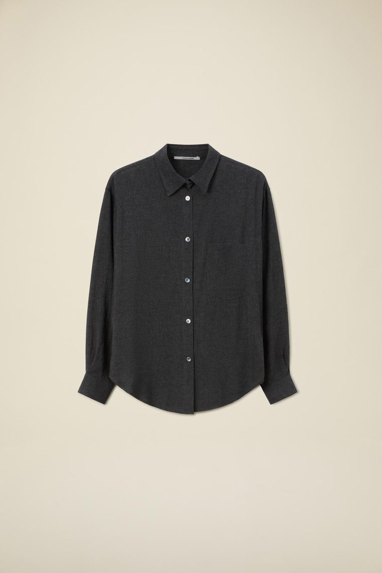 Camicia iconica in garza crepe di viscosa e lana