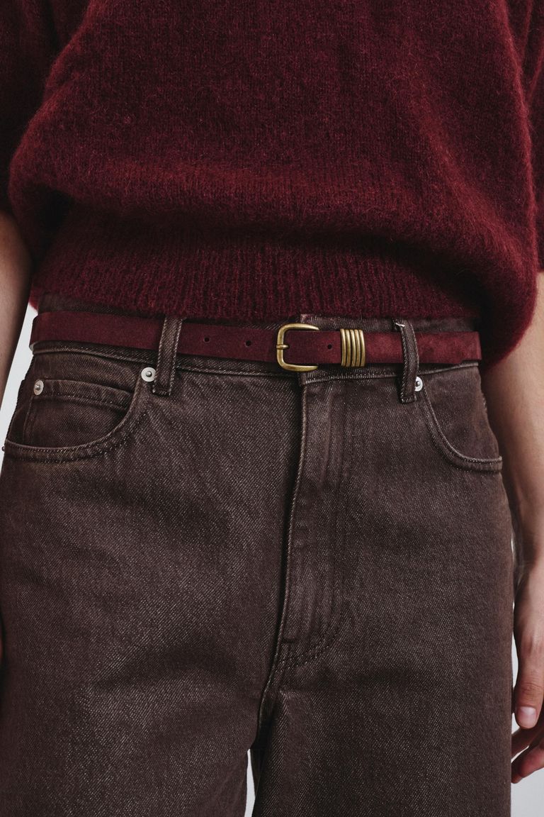 Suede leather belt