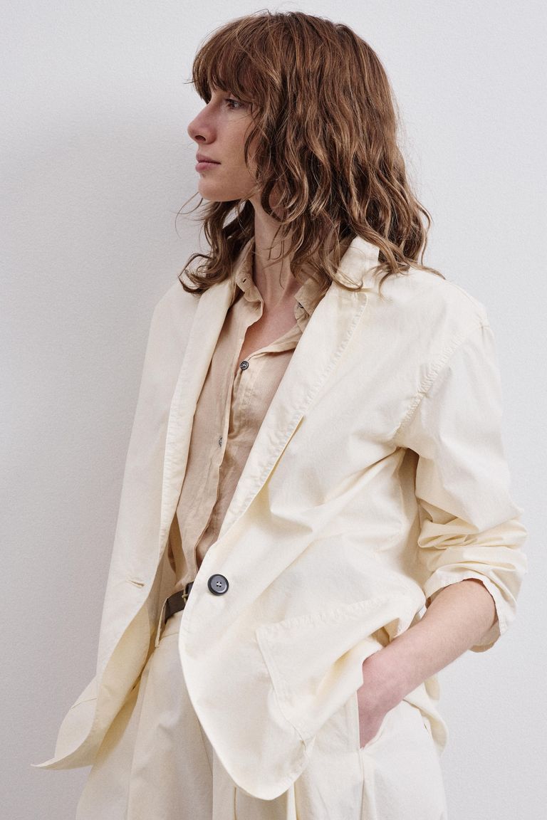 Giacca in gabardina di cotone burro