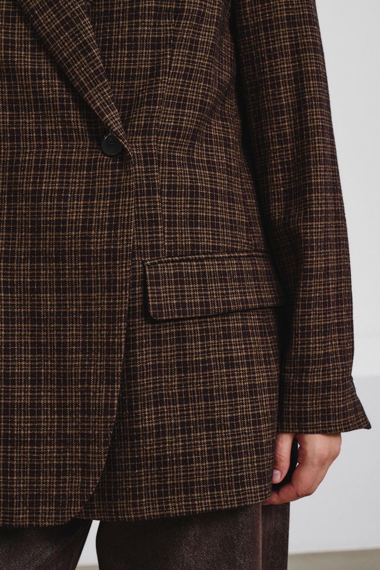 Veste double boutonnage en flanelle micro-check