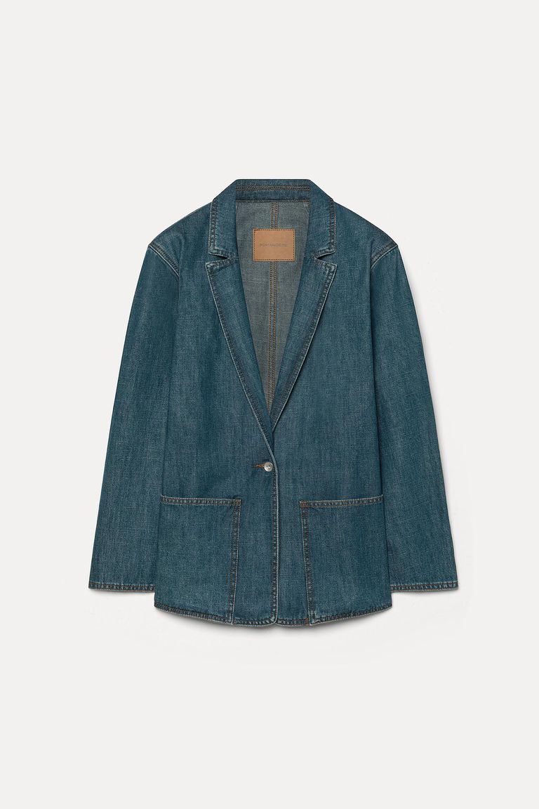 Giacca in denim indigo-green acqua