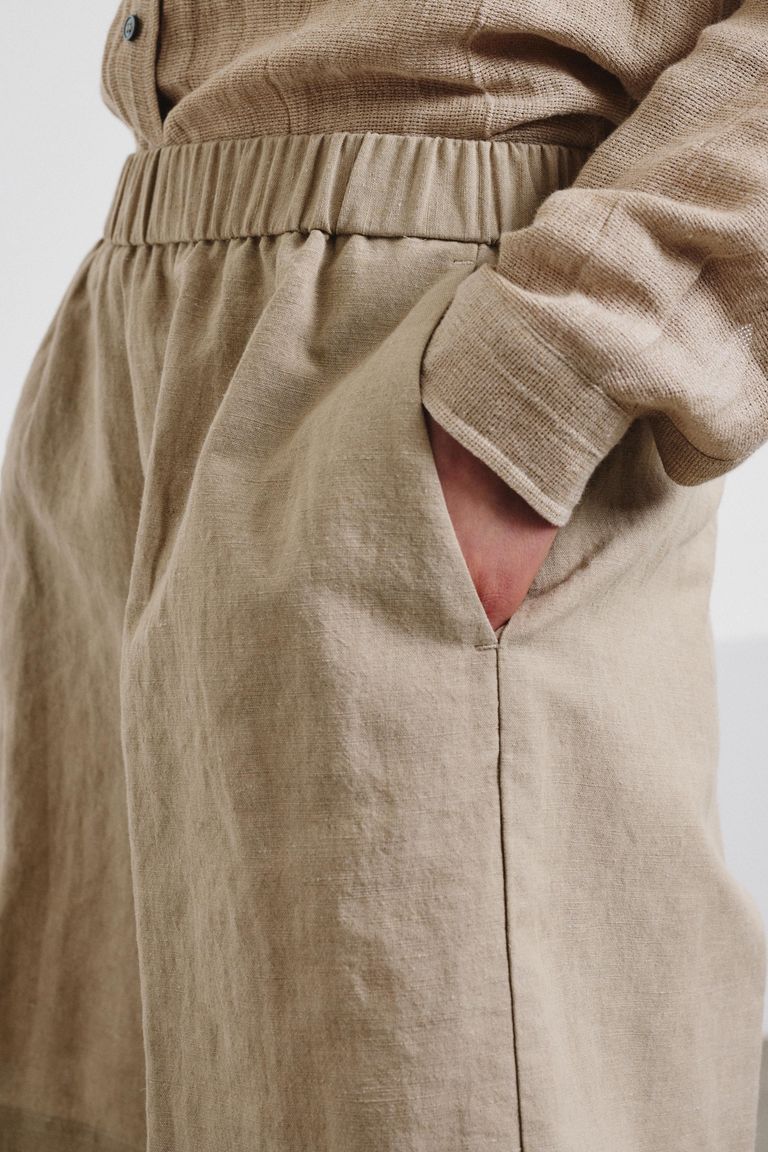 Linen and cotton panama-weave shorts
