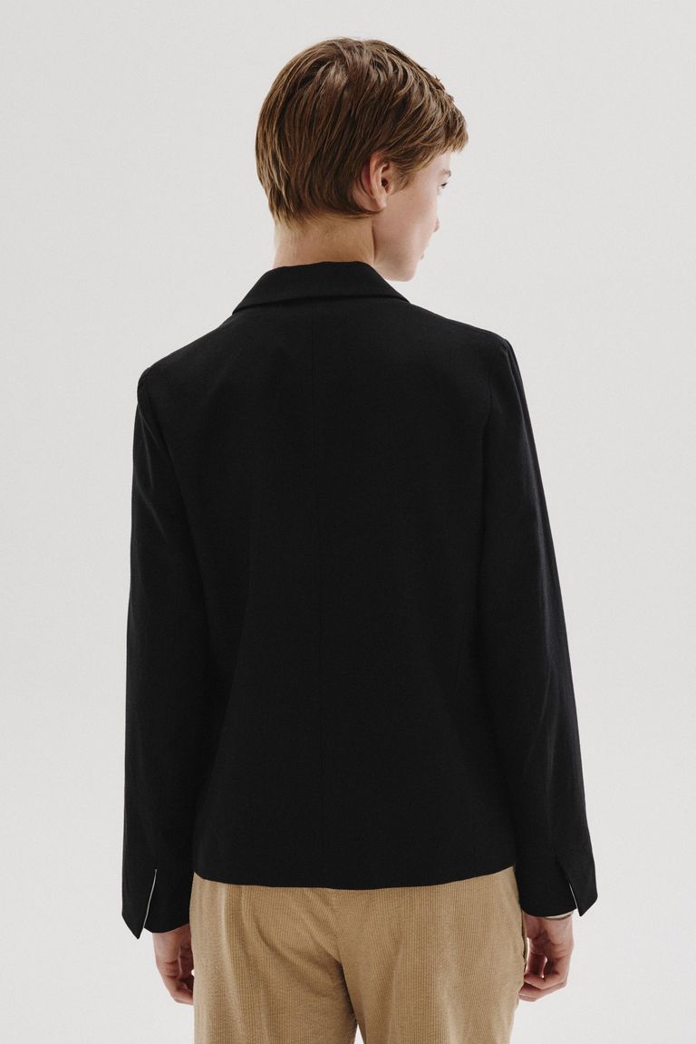 Veste en gabardine de laine et coton feutrée noir