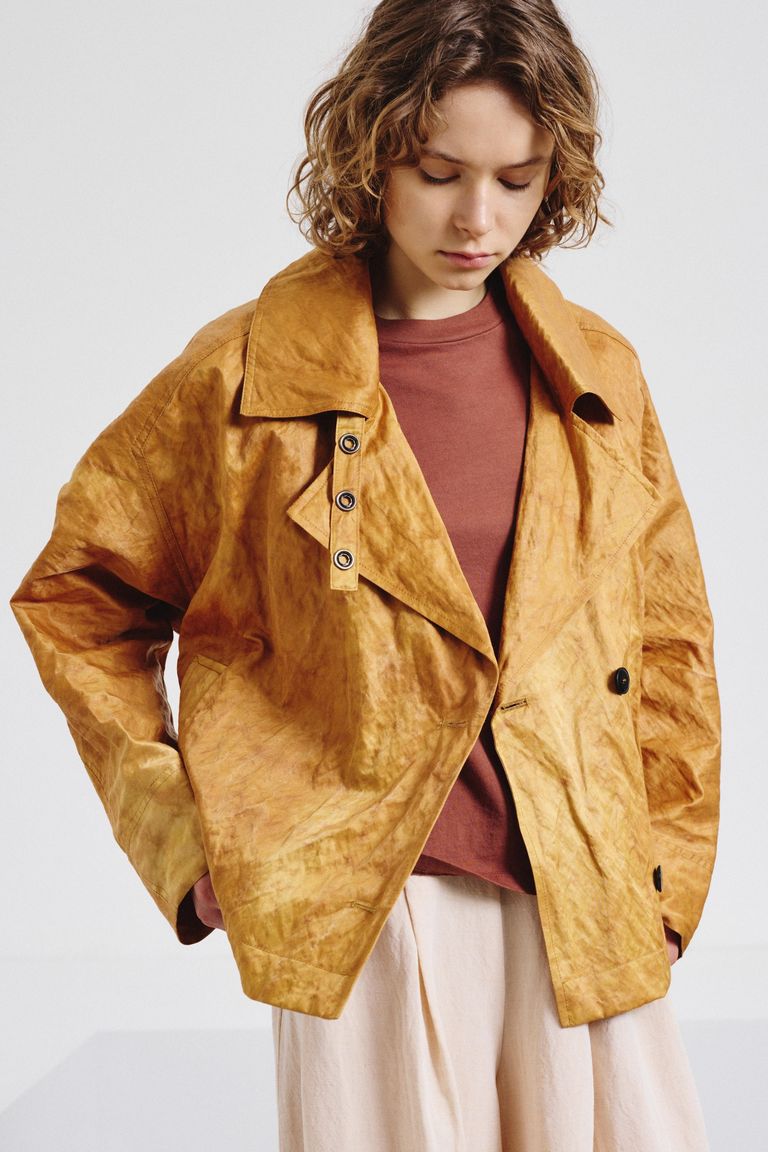 Cotton crinkled satin coat