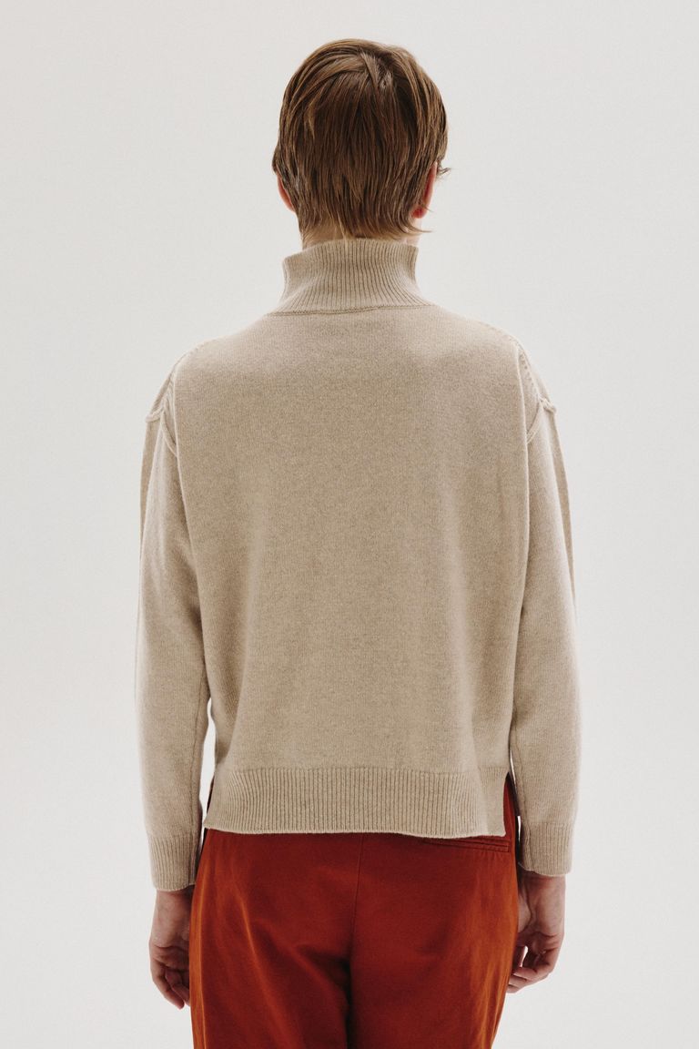 Maglione a collo alto in maglia rasata di lana e cashmere