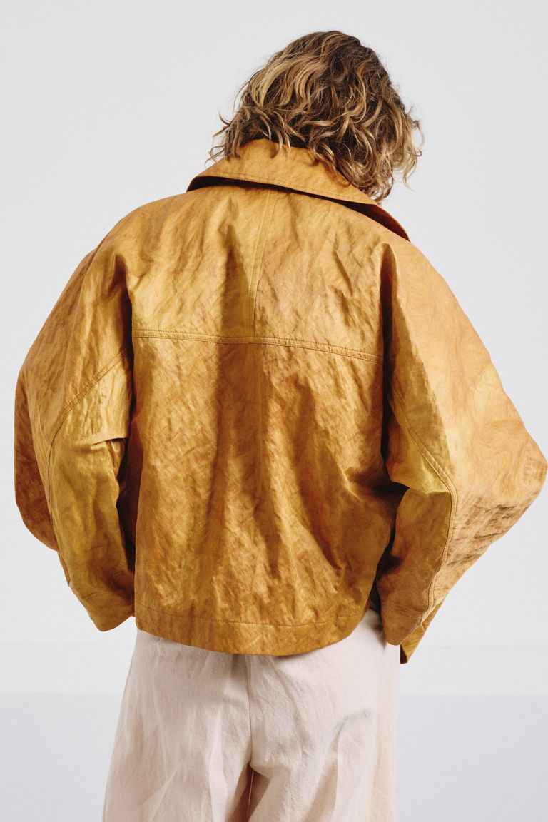 Cotton crinkled satin coat