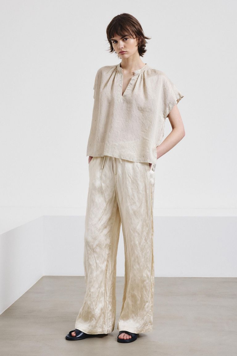 Pantalone morbido in raso di viscosa crinkled