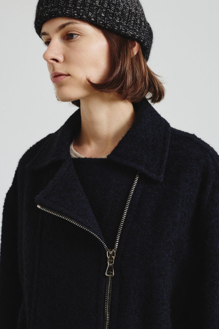 Two-tone bouclè peacoat