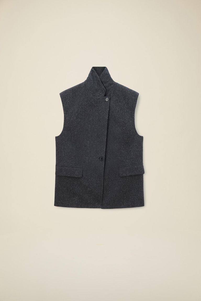 Waistcoat in slubbed wool-blend fabric