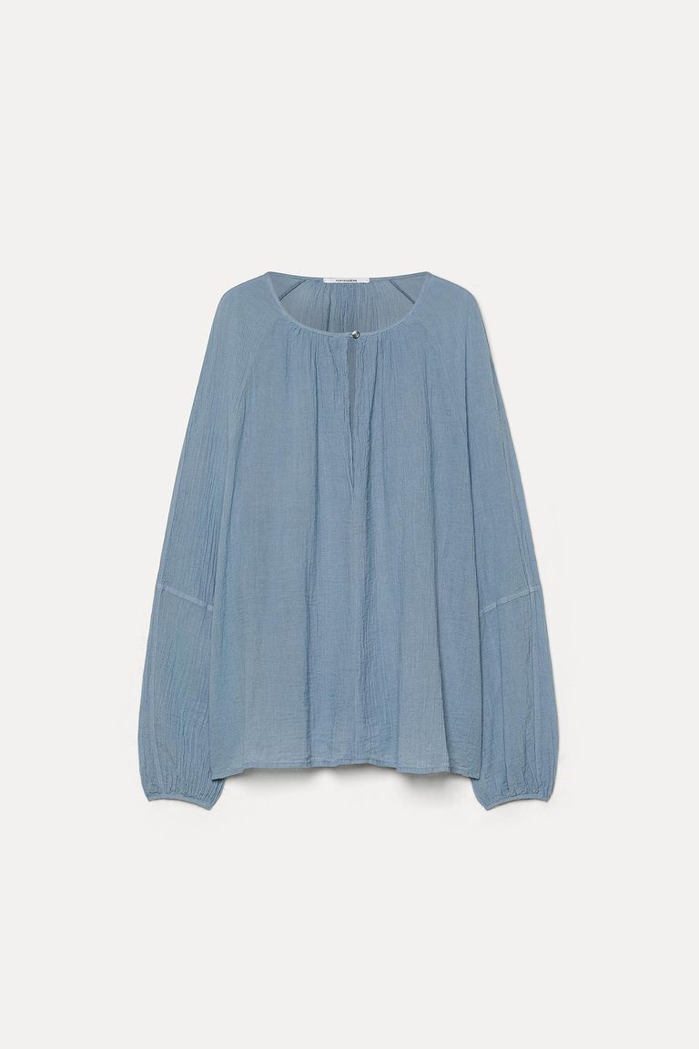 Organic cotton crêpe gauze blouse