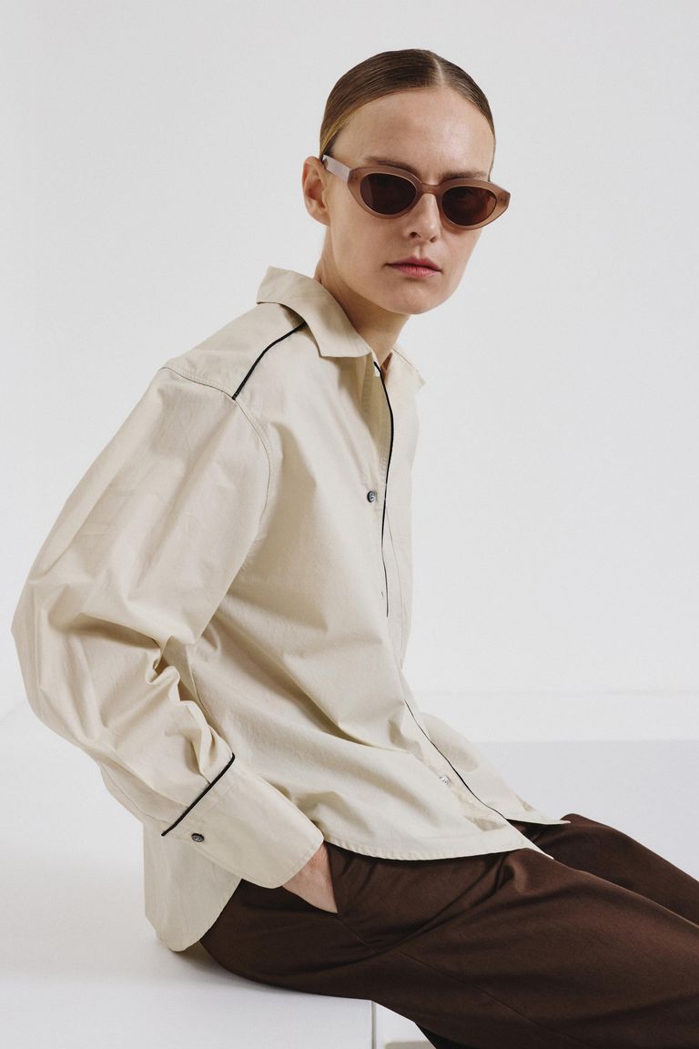 Poplin shirt with piping