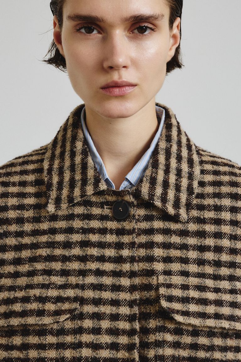 Bouclè check peacoat