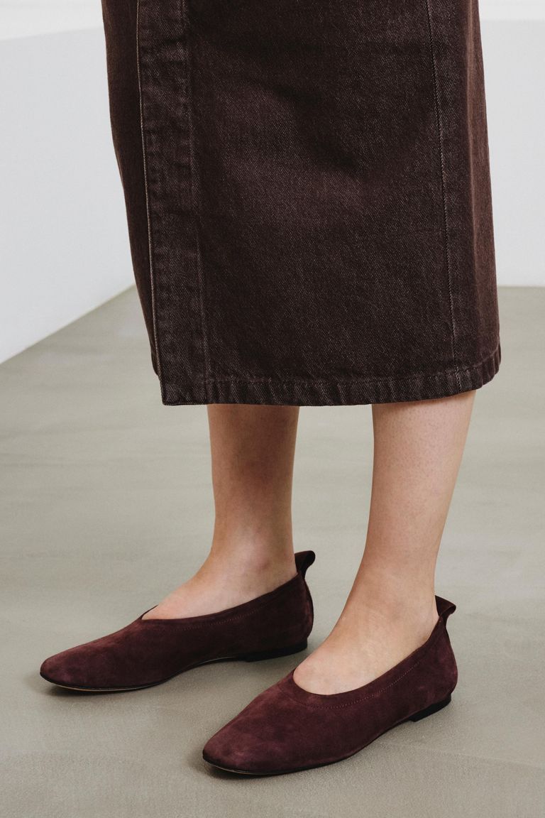 Suede Ballet Flat burgundy