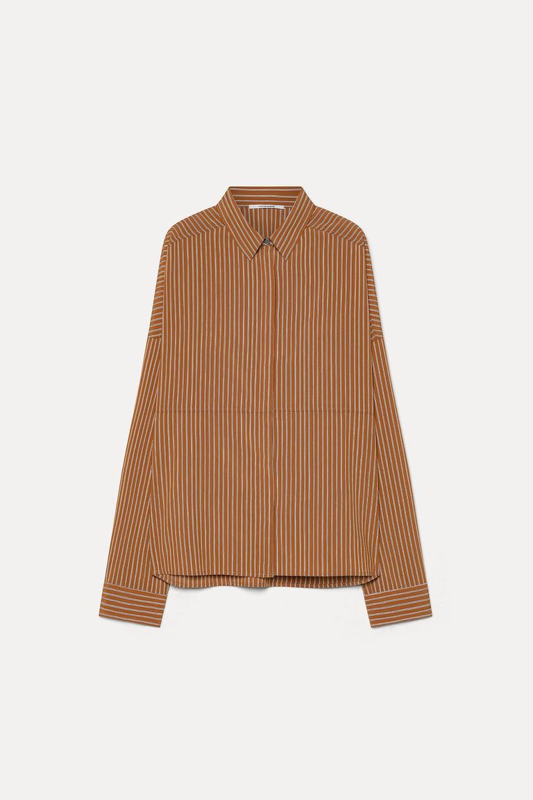 Striped technical viscose shirt