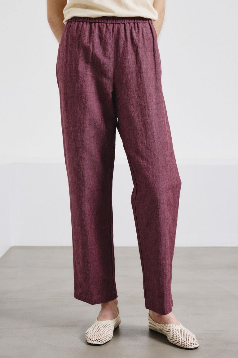 Cotton and linen twill jogging trousers