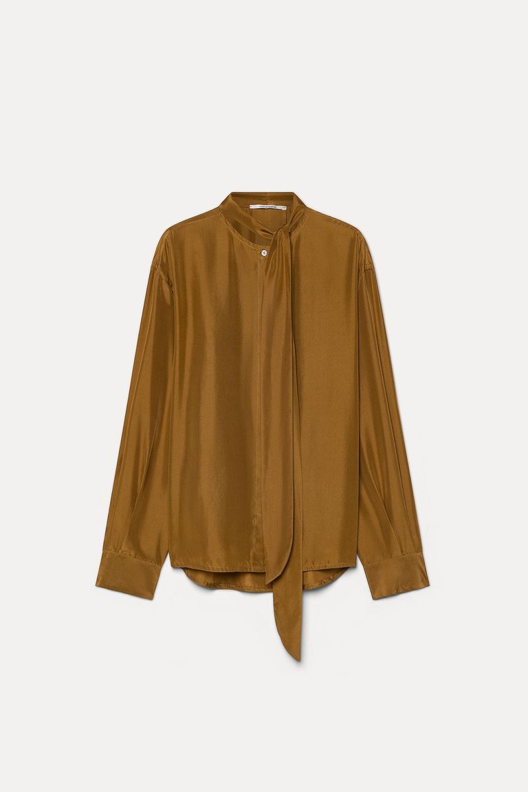 Shirt with scarf in silk habutai