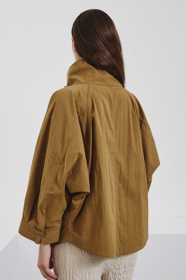 Technical cotton caban jacket mustard