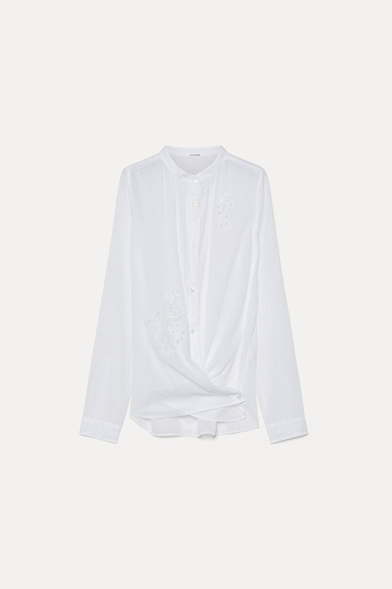 Camicia ricamata in voile di cotone