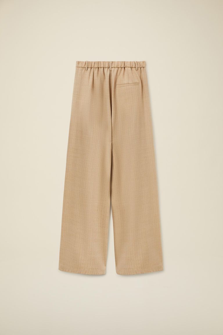 Wide-leg trousers in micro-herringbone fabric
