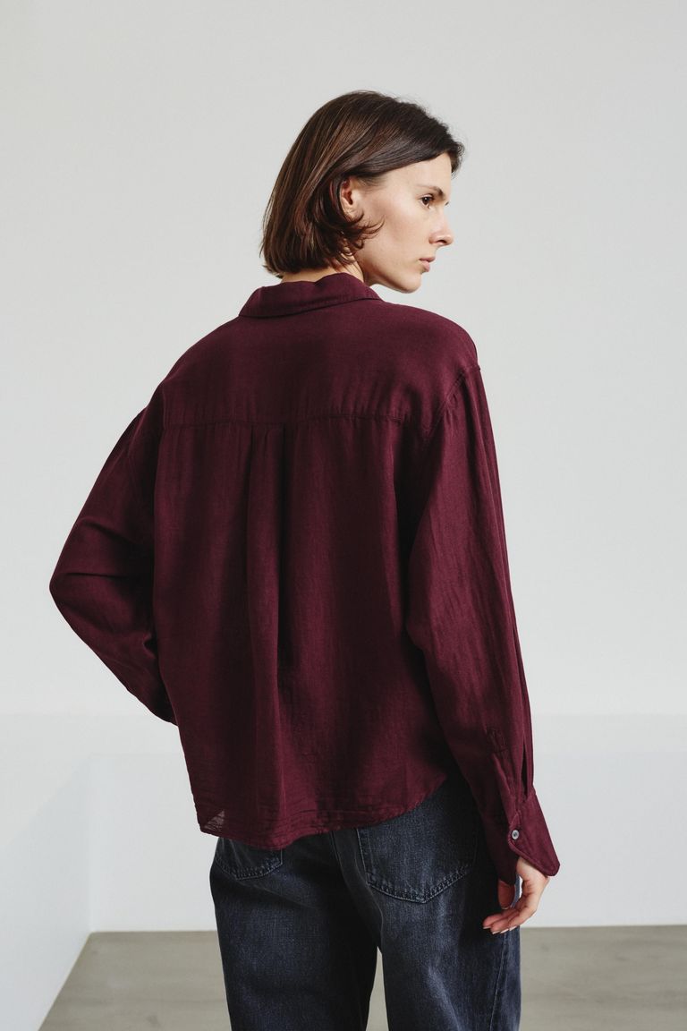 Cotton gauze shirt with chest pocket