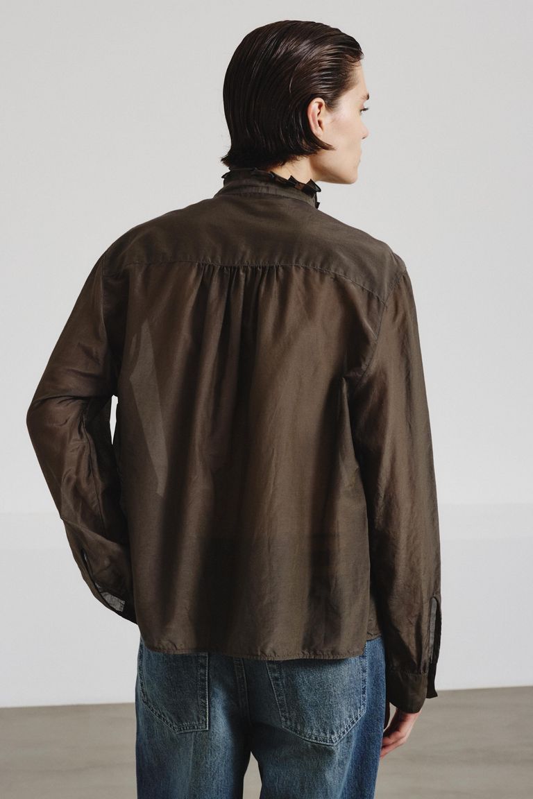 Shirt in cotton and silk muslin