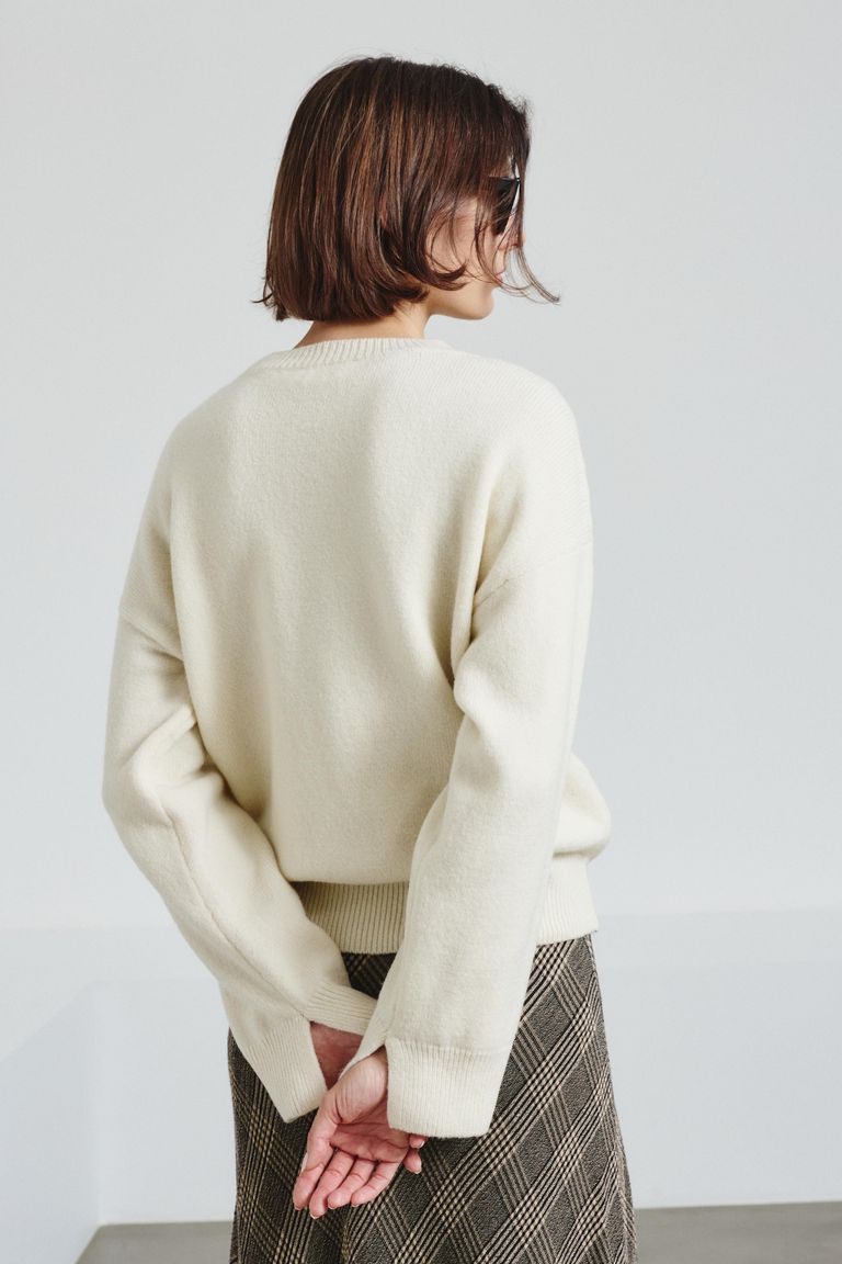 Crew neck in felted merino wool