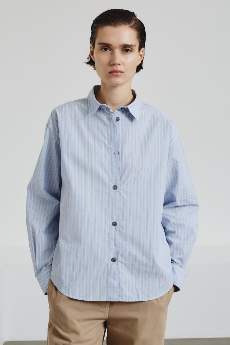 Striped poplin shirt