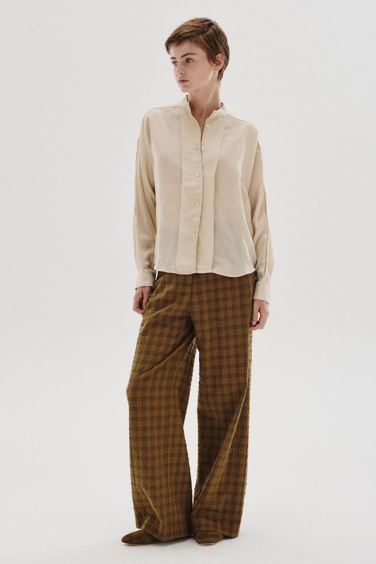 Chemise en shantung de lin, viscose et soie