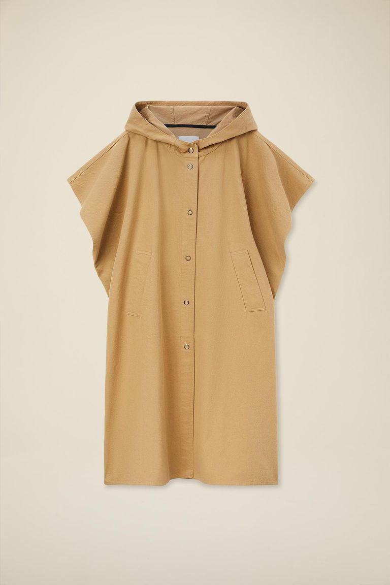 Cape in cotton and wool twill