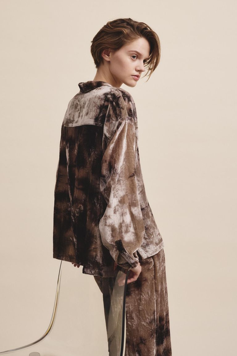 Camicia fluida in velluto maltinto