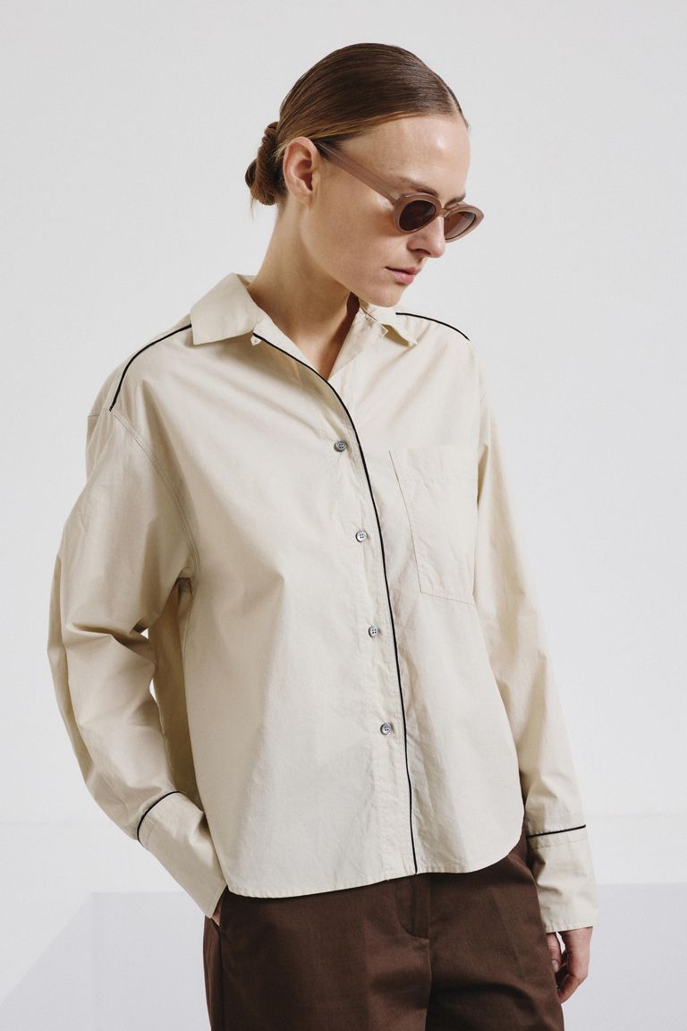Poplin shirt with piping