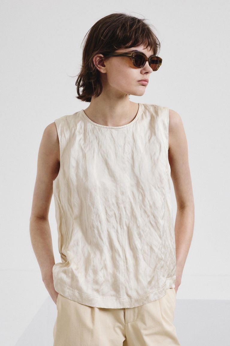 Top in raso di viscosa crinkled