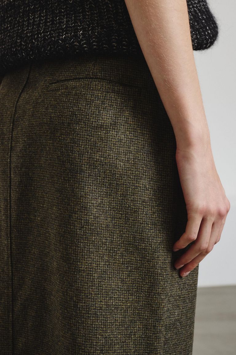 Micro houndstooth flannel skirt