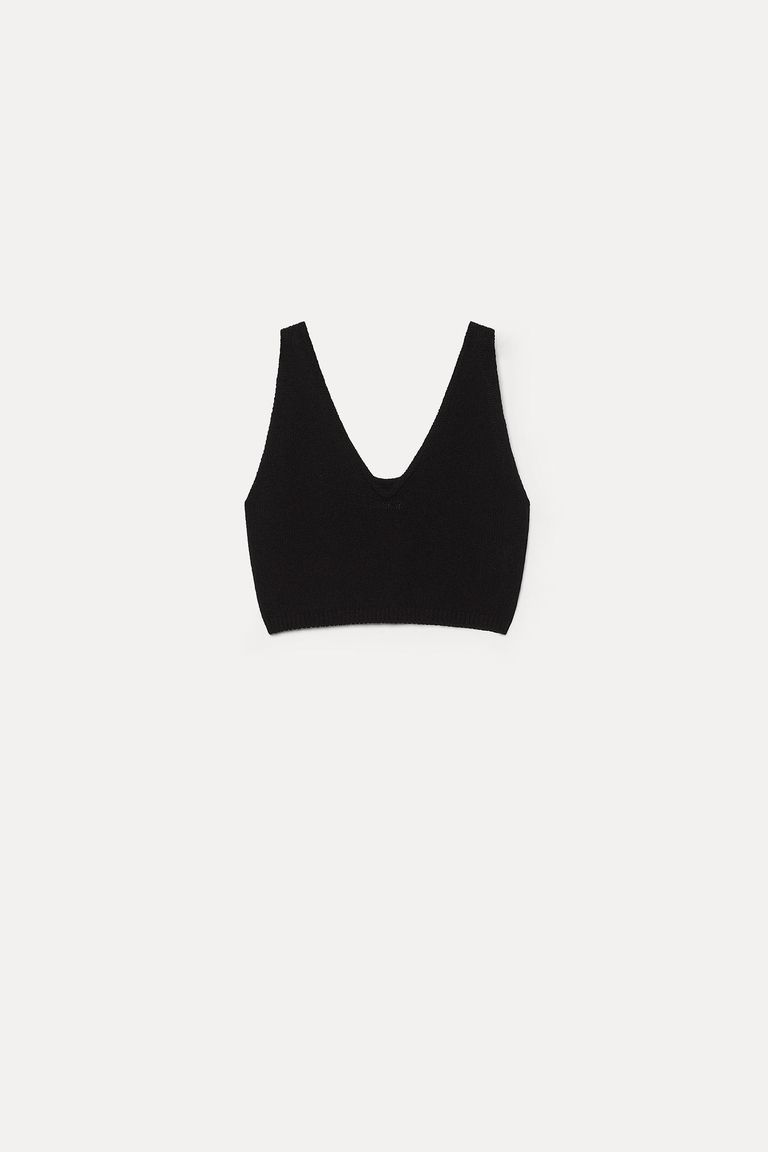Top in maglia di cotone e lino nero