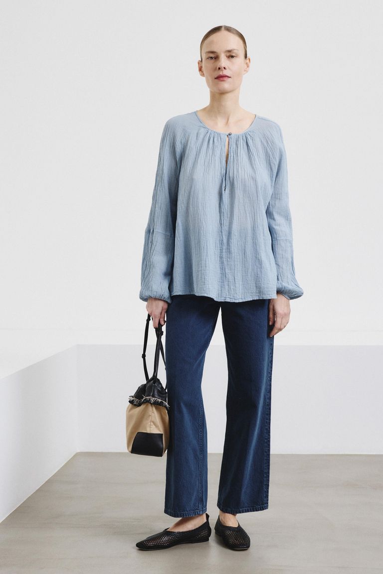 Organic cotton crêpe gauze blouse