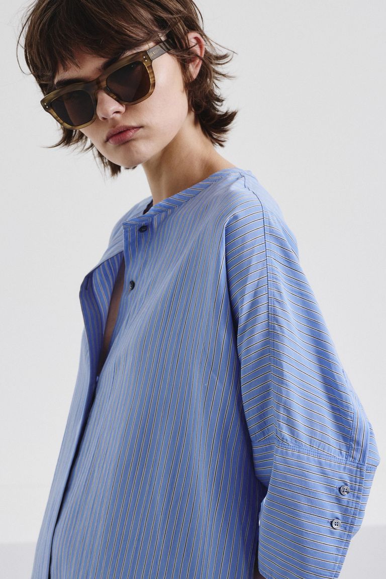 Striped viscose shirt dress
