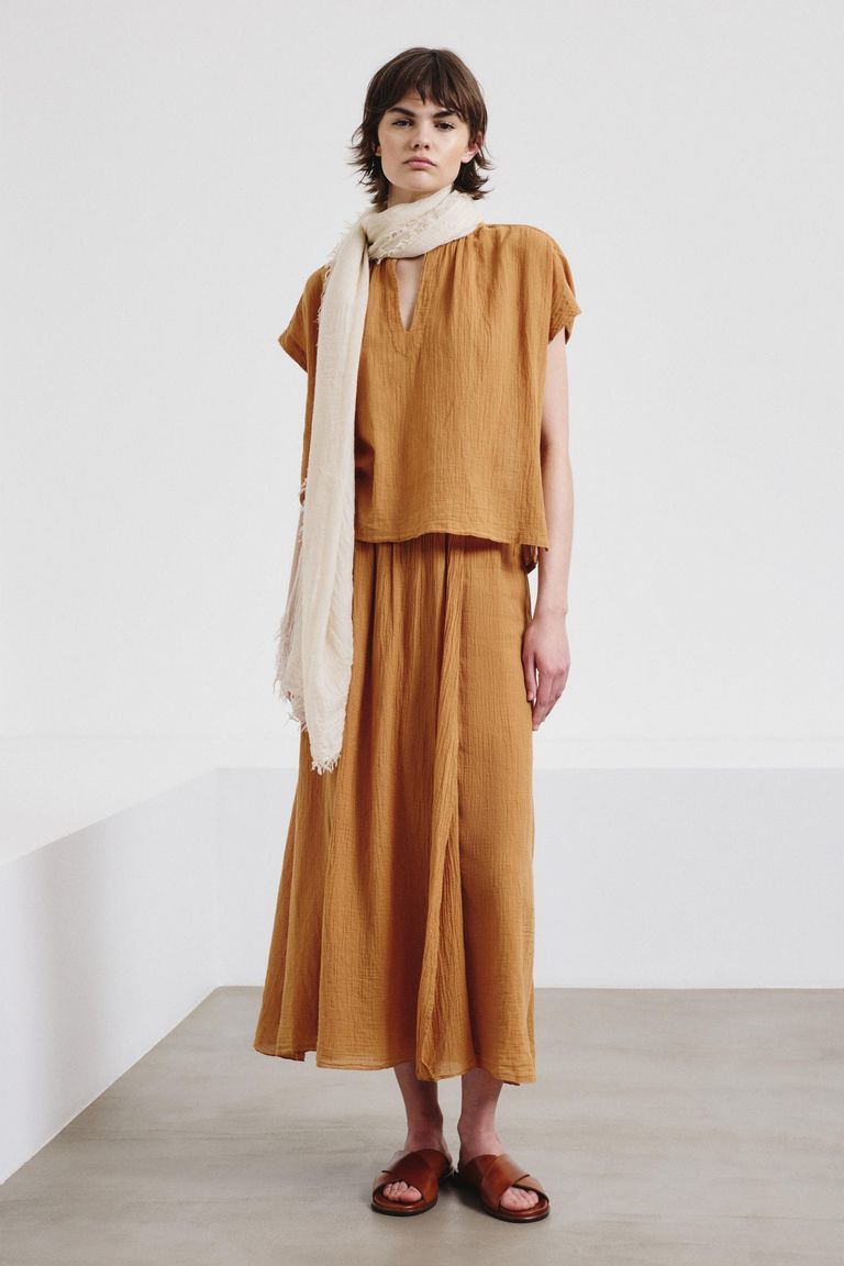 Skirt in organic cotton crêpe gauze