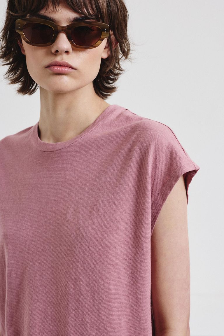 Linen and cotton jersey top