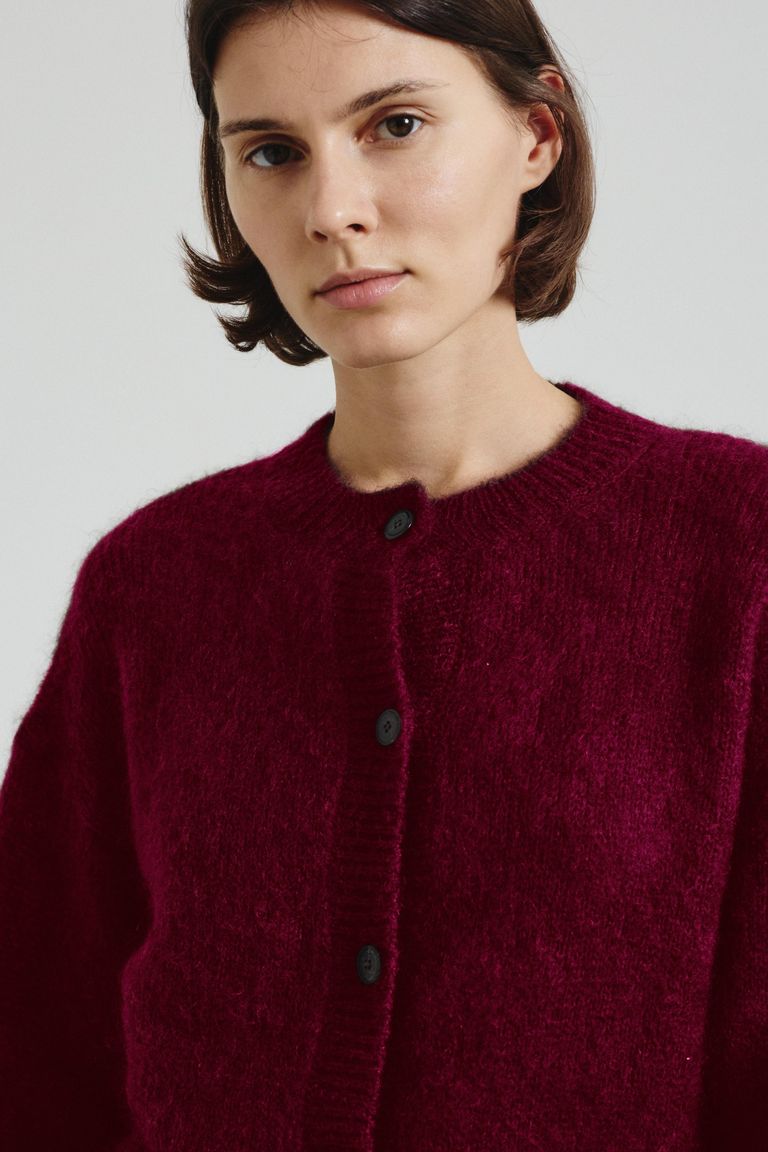 Cardigan à col rond en mohair