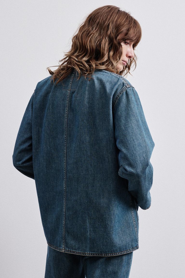 Giacca in denim indigo-green acqua