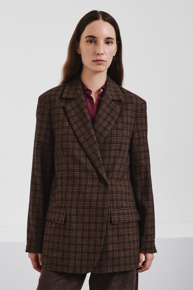 Giacca doppiopetto in flanella micro check