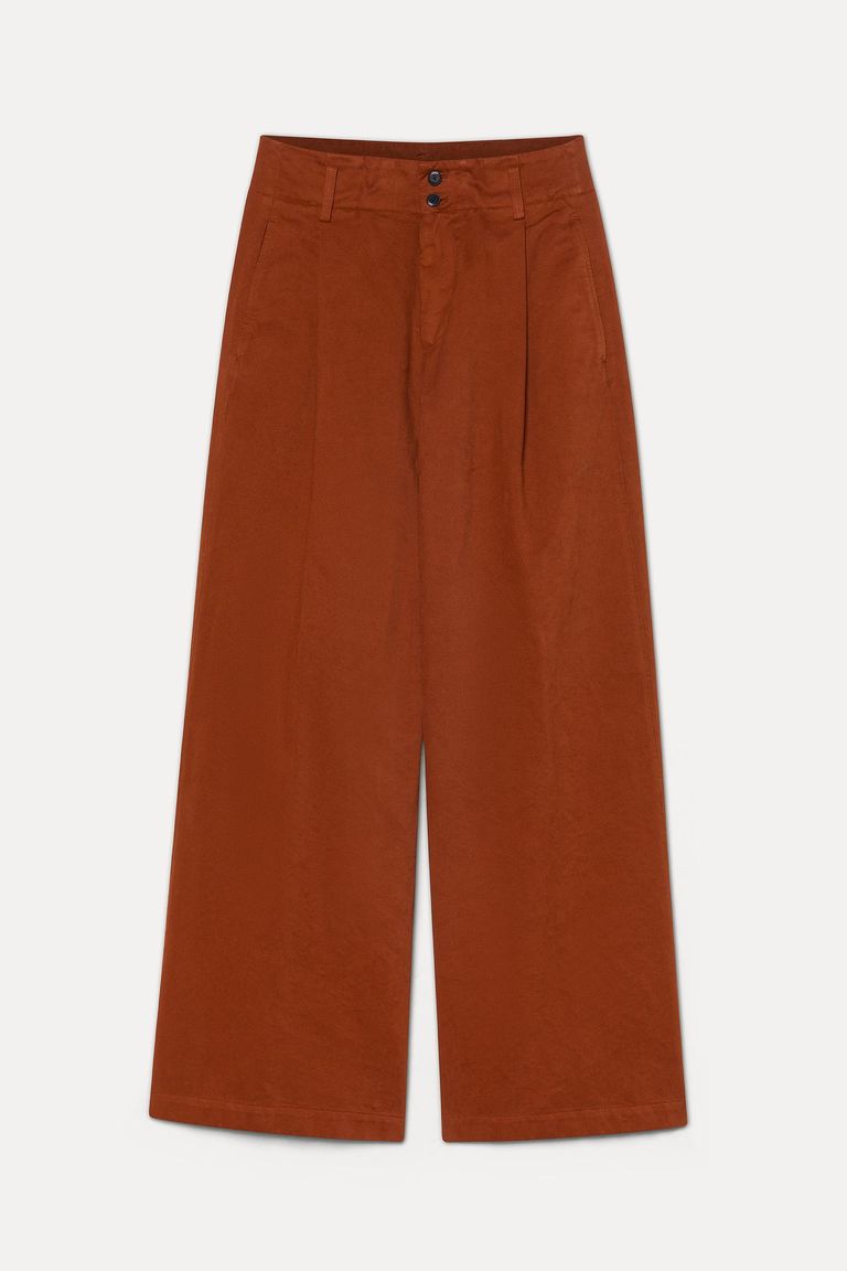 Pantalone ampio in drill di cotone smerigliato cotto