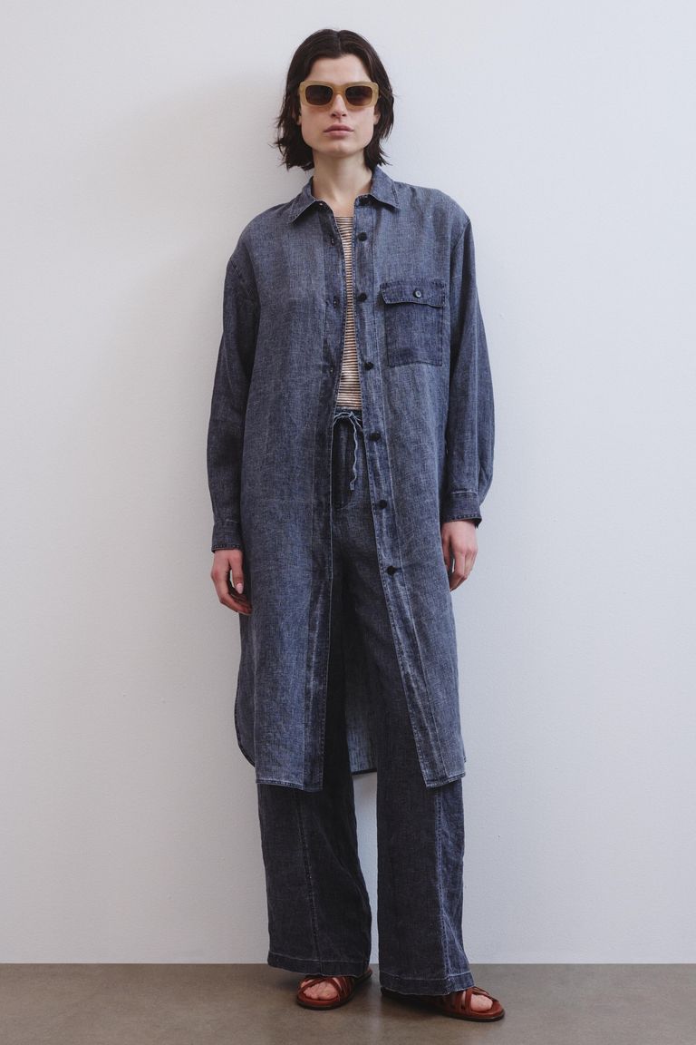 Shirt dress in washed gauze