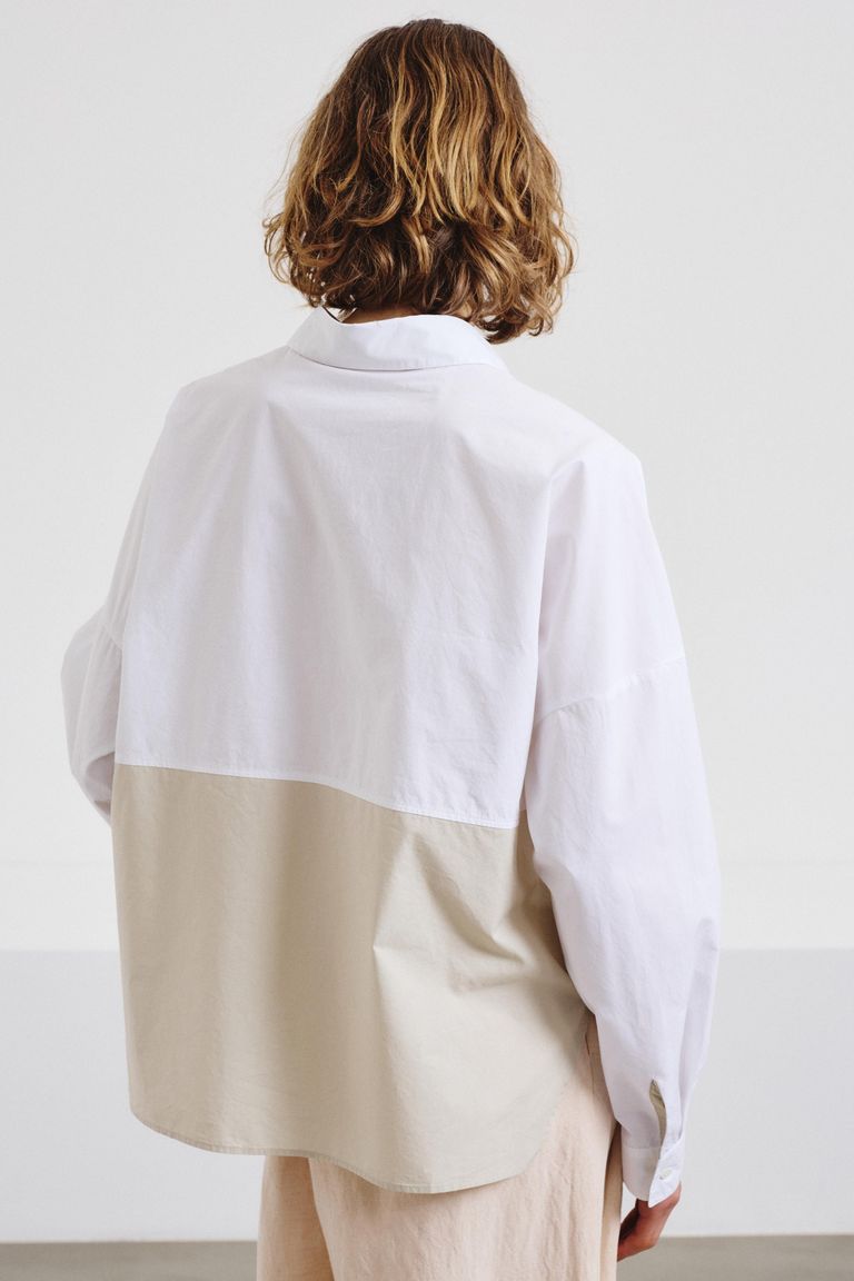 Color-block poplin shirt